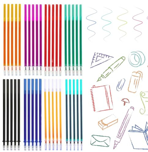 XUZOPIM 40 Piezas Recambio De Boligrafo Borrable, Para Bolígrafos Legami, Recambios Borrables Canetas De Colores, Punta De 0,5Mm, Altura 13 Cm, Tinta Térmica, 8 Colores