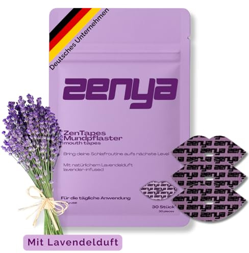 Lavendel Mundpflaster Schlafen, 30er Pack Premium beauty Mouth Tape lavender for sleeping, Schönes Design, Hält auch mit Bart, Lila Lippenform und Loch, Lavendelduft, Wellnessprodukt