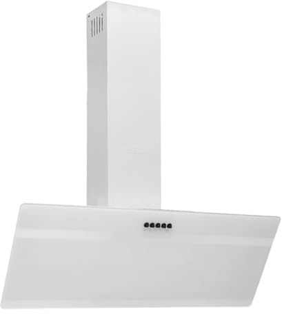 Eleganz Hotte aspirante 90 cm en acier, verre trempé et aluminium - Blanc, puissante et durable pour cuisines modernes