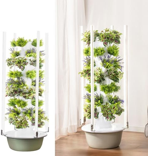 Sistema de jardín de torre hidropónica, maceta vertical con luz LED para cultivar hierbas y verduras, solución de jardinería hidropónica interior