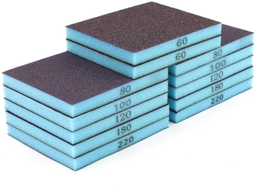 8 Stück Schleifschwamm Körnung 60-220 für Trocken- & Nassschliff | Doppelseitig Schleifblock für Feines & Grobes Schleifen,Sandschwamm für Holz, Metall (60/80/100/120/180/220)
