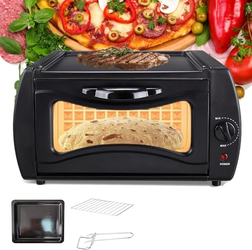 2-in-1 Tandoor Oven Mini, 15 l Pizza Maker & Bread Baker für Chapati, Roti, Naan, Lahmacun, Manakish, inklusive Backblech, Regal und Griff, kompakt und tragbar