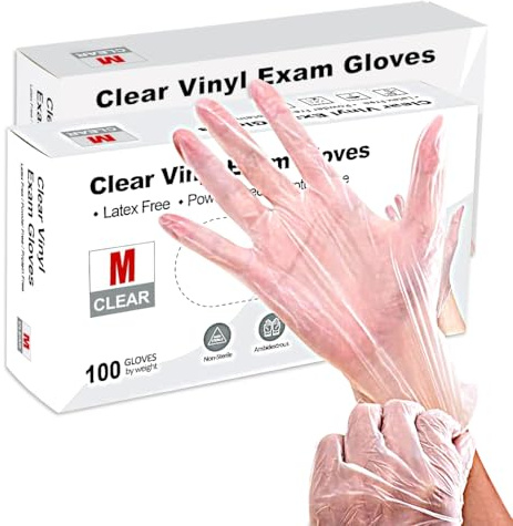 PROMART Clear Vinyl Disposable Gloves – Latex-Free, Powder-Free, Non-Sterile, Ambidextrous, Food Safe, Multi-Purpose – Comfortable Fit & Durable Protection (200, MEDIUM)