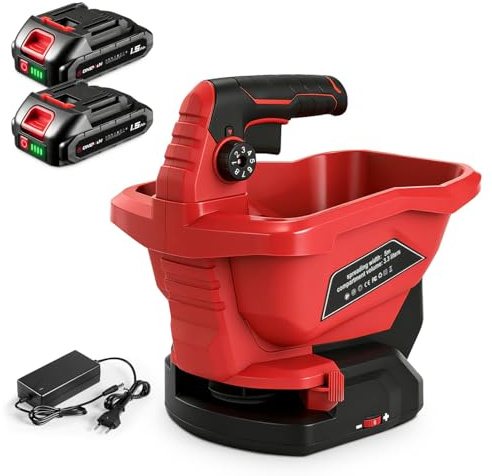 ONEVAN Épandeur sans Fil, Épandeur d'Engrais Électrique 3.3L et Épandeur de Sel de Déneigement avec 6 Niveaux de Réglage, Surface 800 m², 2×1.5Ah Batteries, Épandeur Manuel pour Engrais, Semences