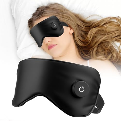 Heated Eye Mask, Cordless Warm Eye Compress for Dry Eyes, 3-Level Temperature Adjustable, 1200mAh Rechargeable Battery, Washable Eye Heating Pad for Sleeping, Travel, Gifts for Men Women