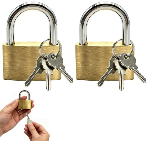 2 Petits Cadenas Clé Avec Clés Pour Valises Et Casiers – Corps Laiton, Anse Renforcée Anti-corrosion, 3 Clés Par Cadenas, Compact 32mm, Sécurité Durable Pour Bagages, Armoires, Sacs De Sport