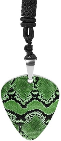 BTCOWZRV Grön ormskinn gitarr plektrum halsband titan stål gitarr plektrumhållare hänge halsband R&B musik smycken trendigt rock musik halsband gitarr ukulele plektrum halsband för musikälskare