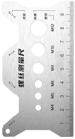 Calibro per filettatura in acciaio inossidabile - misuratore a doppia faccia Strumento di precisione da 10 cm per la misurazione passo della filettatura dei bulloni, design compatto per costruzion
