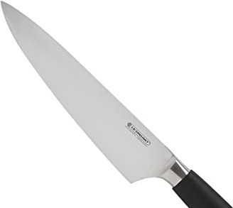 LE CREUSET Cuchillo del chef, 20 cm, Hoja de acero 18 y 8 con borde recto, Mango de plástico, Acero inoxidable, Negro y Inox, 98000320000300