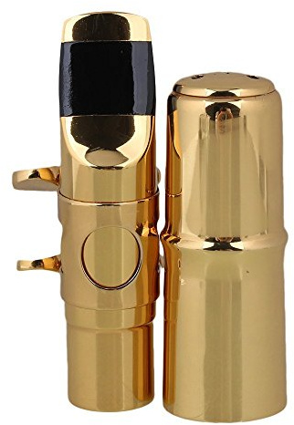 Boquilla de latón de color dorado con tapa de ligadura para saxofón soprano B-plana (7#)