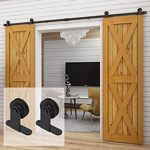 201cm/6.6FT Schiebetürsystem Schiebetürbeschlag Laufschiene Schiebetür Montage-Set für Doppeltür-Sliding Barn Door Hardware Kit