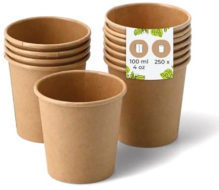 BIOZOYG 250 Stück Kaffeebecher Pappbecher 100ml / 4 oz Ø 62 mm braun - Einwegbecher plastikfrei - Becher aus nachhaltiger Forstwirtschaft - Kaffeebecher Einweg