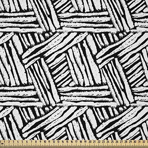 ABAKUHAUS Schwarz und weiß Microfaser Stoff als Meterware, Klassische Tinte Kunst, Deko Basteln Polsterstoff Textilien, 2M (230x200cm), Weiß Schwarz