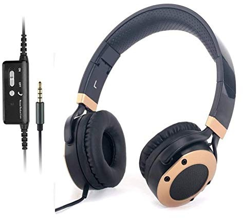 MONODEAL Kopfhörer mit Mikrofon, faltbar und leicht, Reise-Headsets, Hi-Fi Deep Bass Wired Kopfhörer mit Tragetasche