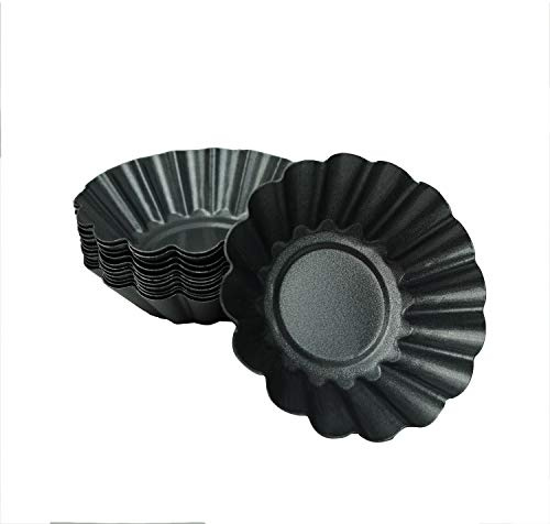 Proshopping 12 Pack Egg Tart Pan, Non-stick Carbon Steel Tartlet Tins, Mini Pie Mould, Muffin Cupcake Pudding Baking Cup Maker - for Pies, Chinese Egg Tart, Cakes (Big Size 3x 0.9)