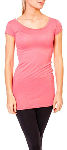 Easy Young Fashion Dam basic kortärmad T-shirt lång långtröja undertröja med rund hals