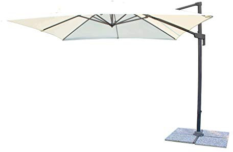 milani home - Ombrellone 2x3 Da Giardino Esterno Luce Venduta Separatamente Con Palo Decentrato Laterale A Braccio Colore Ecru Modello Volta