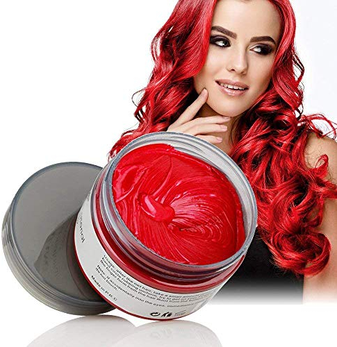 Temporary Hair Wax Colour, OCHILIMA Red Hair Wax Hair Style Dye Mud, Natural Ingredients Washable Hair Styling Cream for Men Women Coloring Wax 120g /4.23 Oz