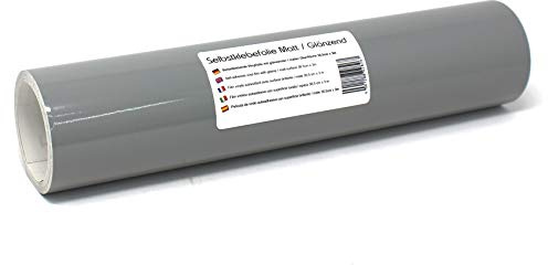 Finest Folia 3m x 31cm Plotterfolie 105 Farben Matt/Glänzend Selbstklebend Bastelfolie zum Plotten Möbelfolie (071 Grau, Glanz)