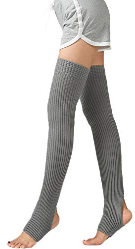Nanxson Damen Beinwärmer Winter Gerippt Gestrickt Beinstulpen Strumpf für 80er Jahre Party Dance Sport Yoga TTW0072 (grau)