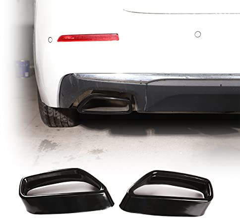 Schwarze Edelstahl-Rohrausgänge, Heckrahmen-Verkleidung, 2 Stück, für BMW 5er-Serie G30 G38 2018–2021, Autozubehör (schwarz)