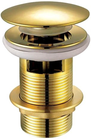 Xcel Home Gold Slotted Click Clack Basin Waste - Universal G 1¼ BSP Fit | Solid Brass Pop-Up Sink Plug with Polished Gold Finish - Easy Installation for Bathroom Washbasins