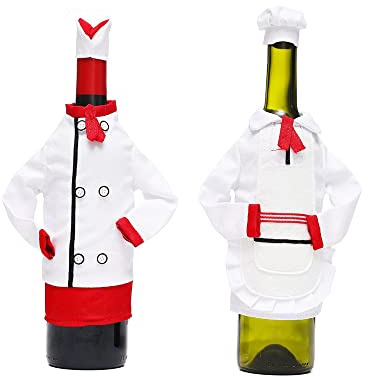 Ailovone 2 Stück Weihnachten Flaschen Deko Flaschen Anzug Weihnachten Flaschen Beutel Party Restaurant Wein Flasche Tasche Weihnachten Weintasche Geschenk Tischdeko Flaschendeko (2pcs)