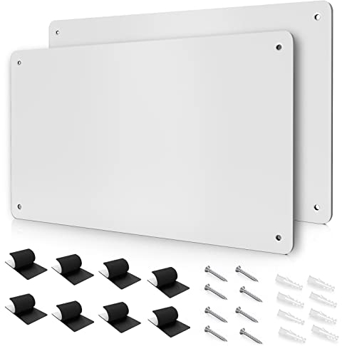 2 Pack 43.5 x 30 cm White Metal Magnetic Board for Wall - Magnet Notice Board to Display Magnetic Letters Numbers Animal, Poetry, Spice Jars, Notes, Photos, Suitable for Cubicle, Cabinet