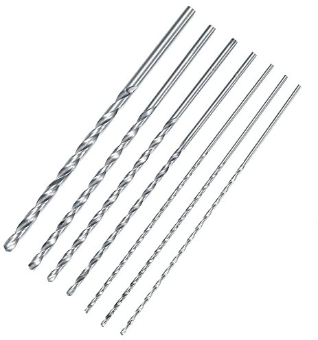 7 Pcs 150mm Extra Long High-speed Steel HSS Twist Drill Bit Kit, Spiral Drill Bits High Hardness for Wood Plastic Aluminum Masonry DIY Home Building Drill Bits - Diameter 2/3/3.5/4/5mm