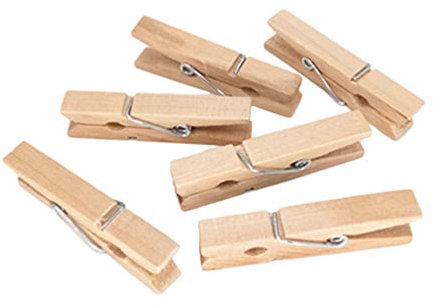 Operitacx Wooden Mini Clothespins 30 Pack Natural Photo Wall Clips for Hanging Cards Crafts and Banner Decoration