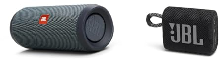 JBL Flip Essential 2 Bluetooth Box in Schwarz & GO 3 kleine – Wasserfester, tragbarer Lautsprecher für unterwegs – Bis zu 5h Wiedergabezeit mit nur einer Akkuladung.(1er Pack)