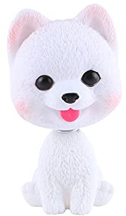 Shaking Head Dog Ornaments Room Creative Bobblehead Dog Decoration Gift Car Decoration Wobble Head Dolls Tabletop Car Ornaments(White Pomeranian)