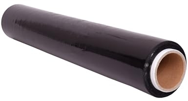 Inoverse 1 Rolle Stretchfolie Schwarz, 50cm/1.5kg Folie Für Möbel & Umzug, Palettenfolie, Wickelfolie, Verpackungsfolie auf Rolle, Strechfolienrolle, Verpackungsmaterial, Schwarz Folie