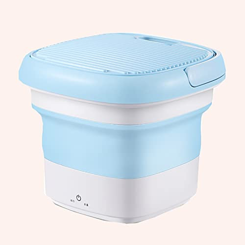 Samnuerly Foldable Portable Washing Machine Motor Desktop Washing Machine for Camping Dorms Apartments College Rooms,Pink (Blue)