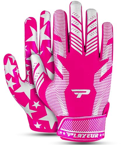 PLAYEUR Premium Football Gloves for Kids Youth & Adults-Premium Sticky Receiver with Adaptive Fit Technology-Ultra-Grip Performance