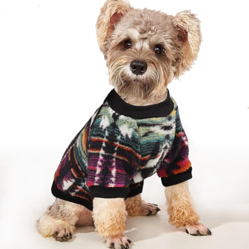 YAODHAOD Hund Pullover für kleine Hunde, Fleece Hund Pullover, Ethnische Stil Winterkleidung, Ultra weiche thermische Winter warme Welpen Sweatshirt (XL, Mehrfarbig)