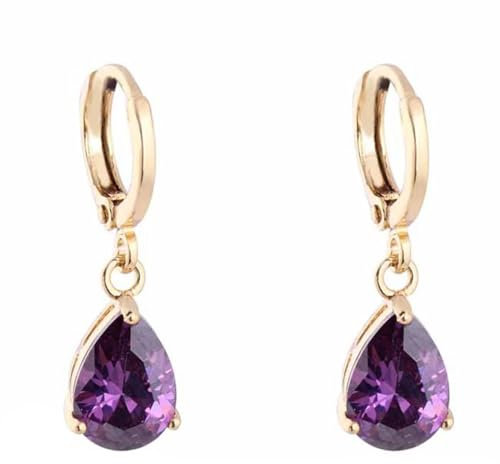Gold Ohrringe Hängend, Damen Ohrringe mit Stein Reifen und Wassertropfenform mit Zirkonia Birnenform Schmuck Knorpel Ohrpiercing Tragus