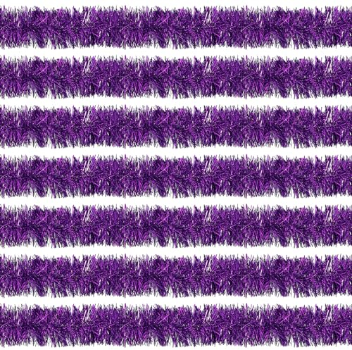 30 m lila Lametta-Girlande, Weihnachts-Folien-Lametta-Girlande, Dekoration, Metallic-Banner, Wandbehang, Lametta-Girlande, Girlande für Weihnachtsbaum, Geburtstag, Party-Dekorationen (9 x 30 m, lila)