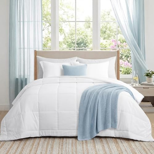 RUIKASI Dünne Sommerdecke 200x220 Bettdecke - Sommer Decke 200x220, Sommerbettdecke 200x220cm Leicht, Mikrofaser Bettdecke ohne Bezug Sommer Steppdecke, Weiß