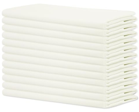 Sweet Needle Servietten, 100% Baumwolle, übergroß, 45 x 45 cm, Creme, Schwerer Stoff für den täglichen Gebrauch, mit gehrten Ecken, 12 Stück