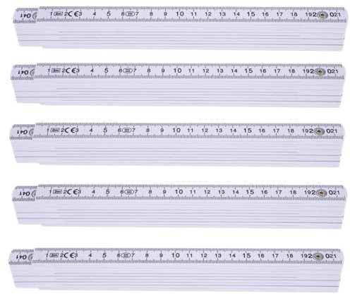50 Stück Zollstock 2 Meter - Meterstab extra bruchsicher & Messgenau & leicht zu lesen - weiß