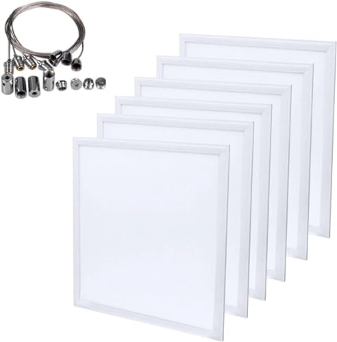 Europalamp – 6 paneles LED 60 x 60 cm, 40 W, blanco frío, 6000 K, 4000 lúmenes, alta luminosidad, adaptación a falsos techos sin modificaciones (6000 K, blanco frío, 6 + kit de cables)