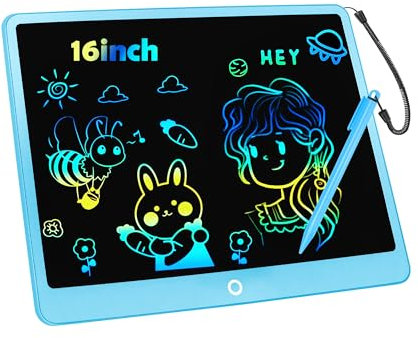 Bunte LCD Schreibtafel Kinder 16 Zoll, Maltafel Zaubertafel Digital Zeichnen Writing Tablet Ektronischer Grafiktablet 3-12 jährige mädchen Jungenkinderspielzeug Geschenke