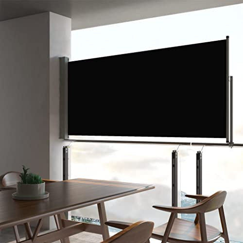 Willood Ausziehbare Seitenmarkise, Sichtschutz Windschutz Markise, Balkon Sichtschutz Seitlich, 60×300 cm Schwarz