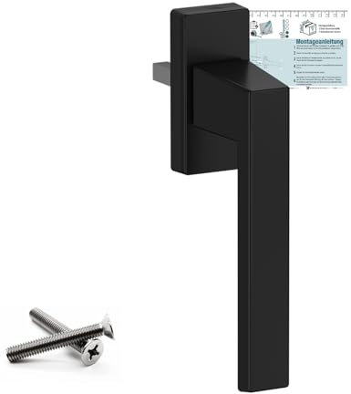 VOOXA - Maniglia esclusiva per finestra in alluminio, colore nero profondo RAL9005 (35 mm), per finestre, terrazze/balconi in legno, plastica o alluminio, funzione di inclinazione, ergonomica,