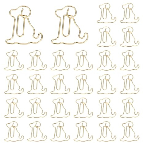 PATIKIL Cute Paper Clip, 30Pcs Dog Shape Paper Clip Metal Funny Bookmarks Planner Clips Clamp for Home Office Supplies Desk File Organization Wedding Decoration, Gold