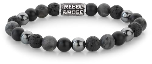 Rebel & Rose Herren-Armband Grey Rocks Vintage 8 mm RR-80105-V