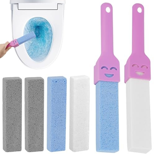 6 Pumice Stone Cleaning Brush, 15 x 3.5 x 2.5 cm Pumice Stone Toilet Brush for Cleaning Toilet/Kitchen/Pool, Pumice Stone Cleaning with 2 Handles, Pumice Stone Cleaner
