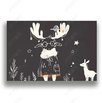 papel tapiz fotográfico Habitación infantil antílope de anteojos Póster de decoración de pared de dormitorio, sala de estar, mural no tejido 250CM(Ancho)*175CM(Alto)