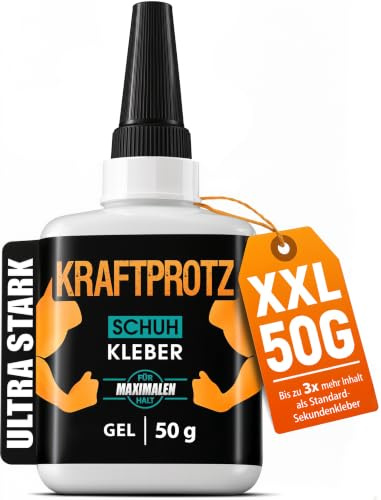 ARKA 50 g Schuhkleber extra stark - Transparent - Inkl. Anti-Austrocknungs-Spitze - KRAFTPROTZ - Dickflüssiger Superkleber